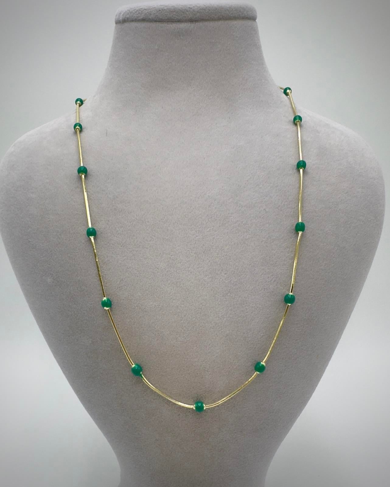 Vp 14 K Altın Kaplama Yeşilı Dorika Model Zincir 50cm
