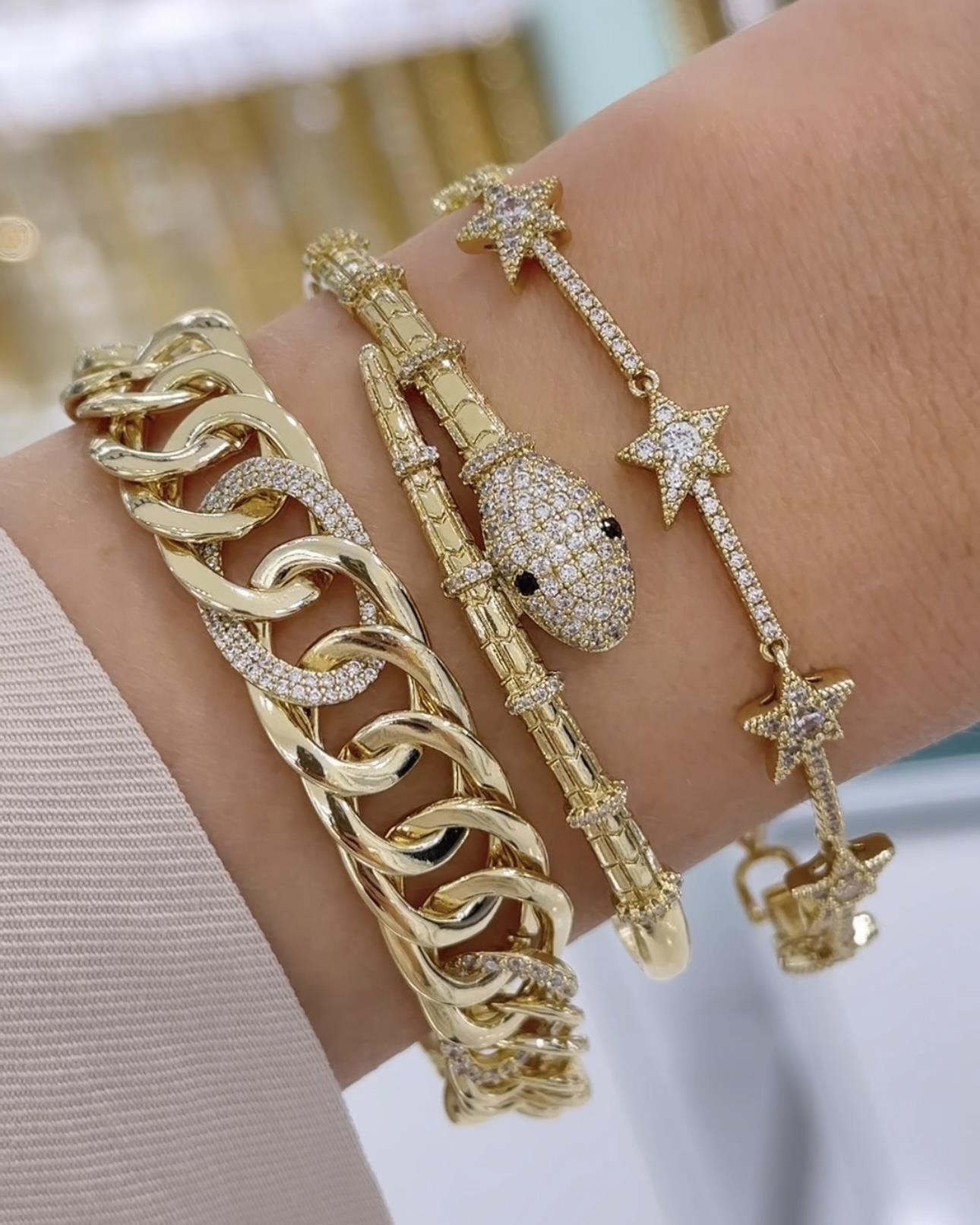 Vp 14 K Altın Kaplama Yılan Model Kombin Set
