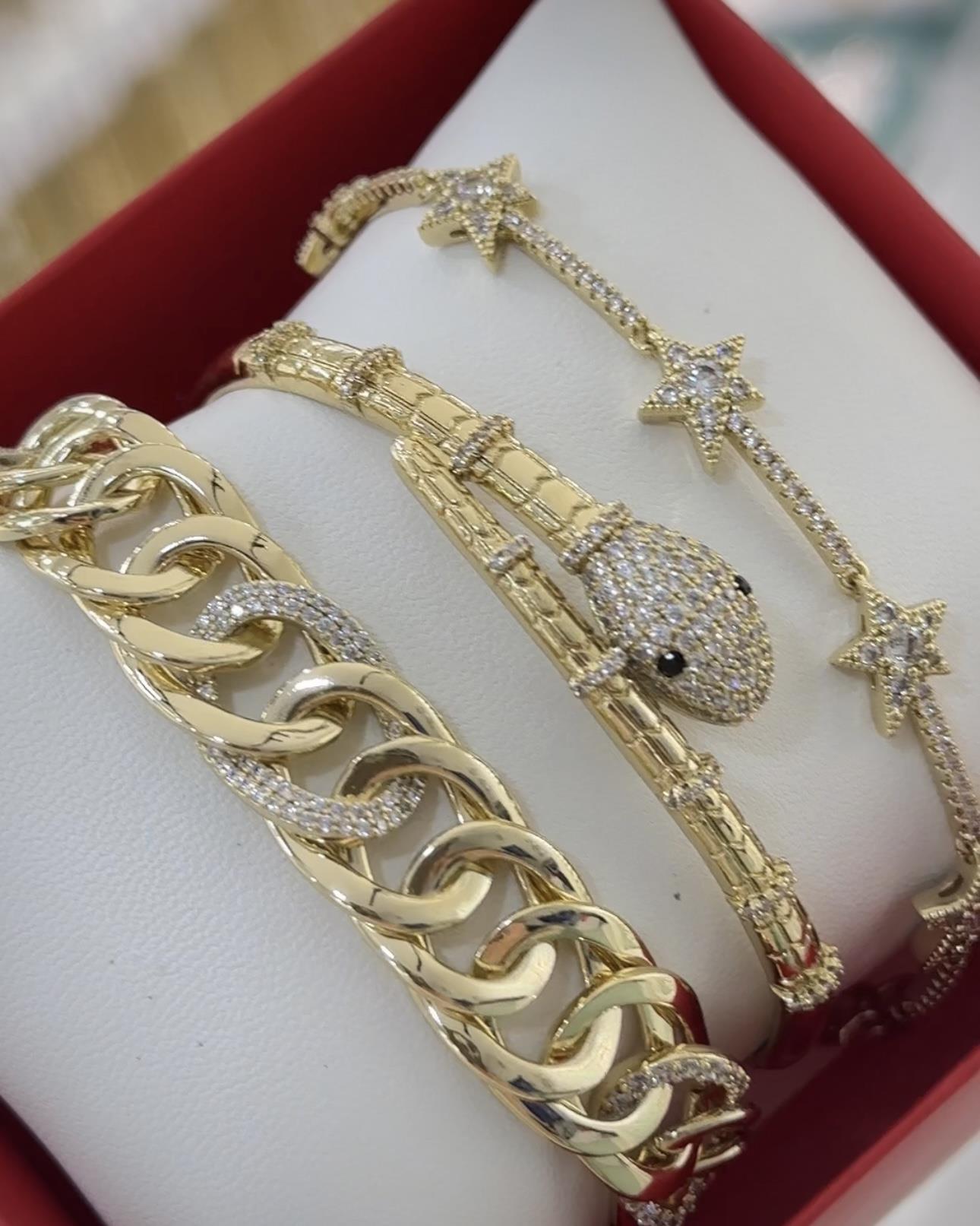 Vp 14 K Altın Kaplama Yılan Model Kombin Set