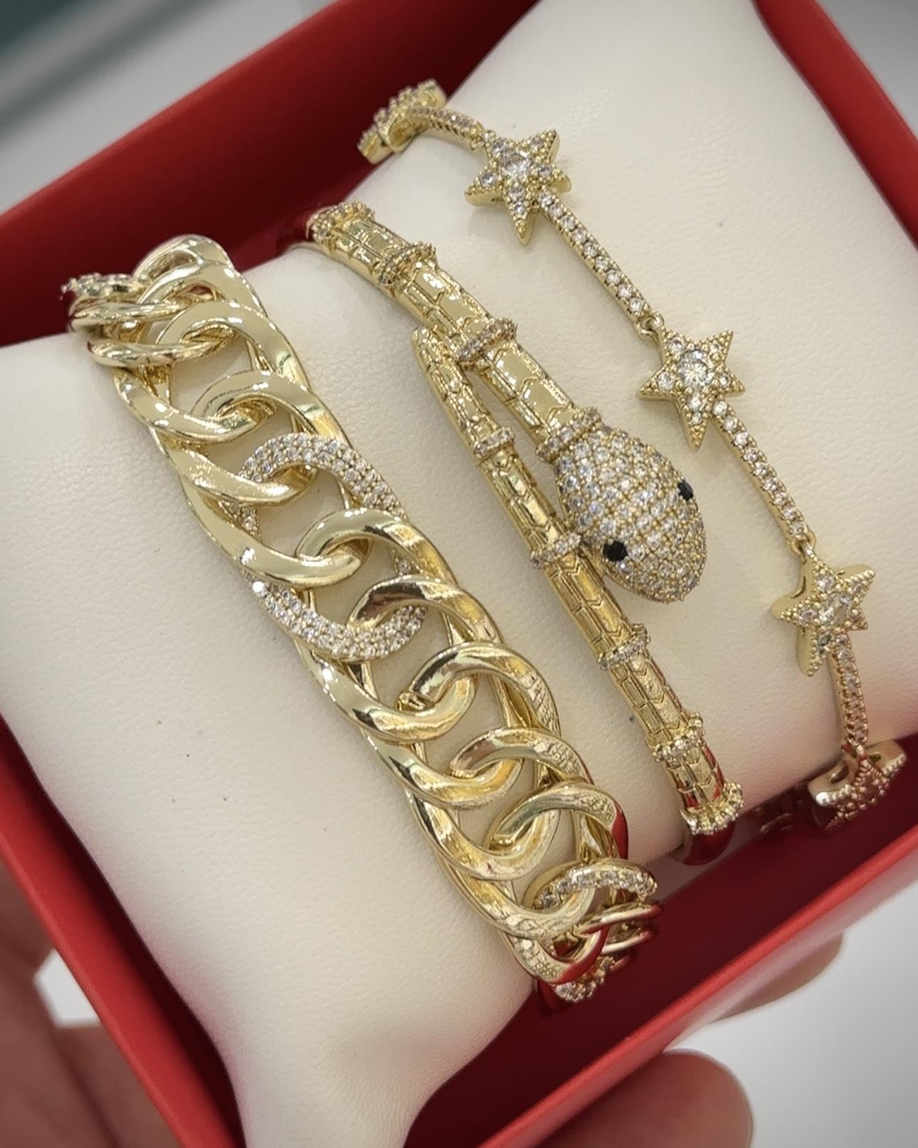 Vp 14 K Altın Kaplama Yılan Model Kombin Set