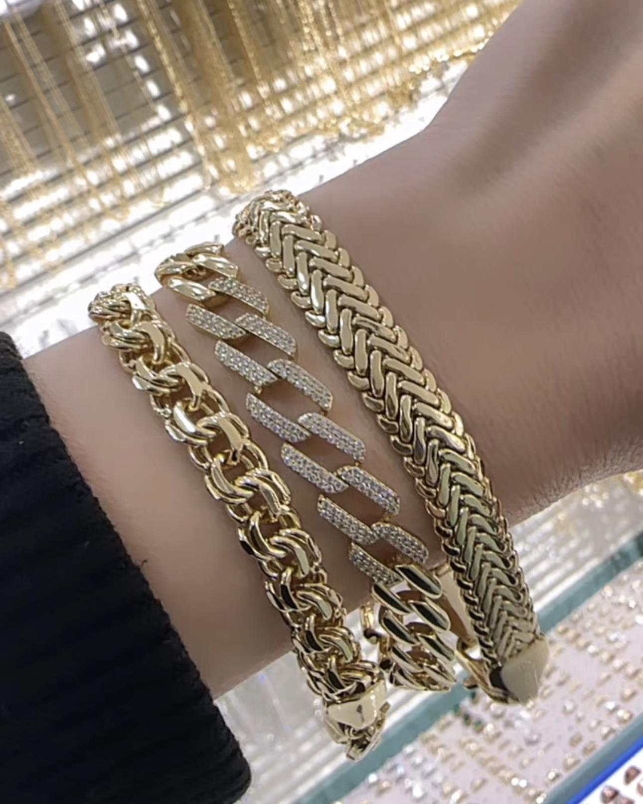 VIP 14K Altın Kaplama Gurmet Zincir Bileklik Kombini