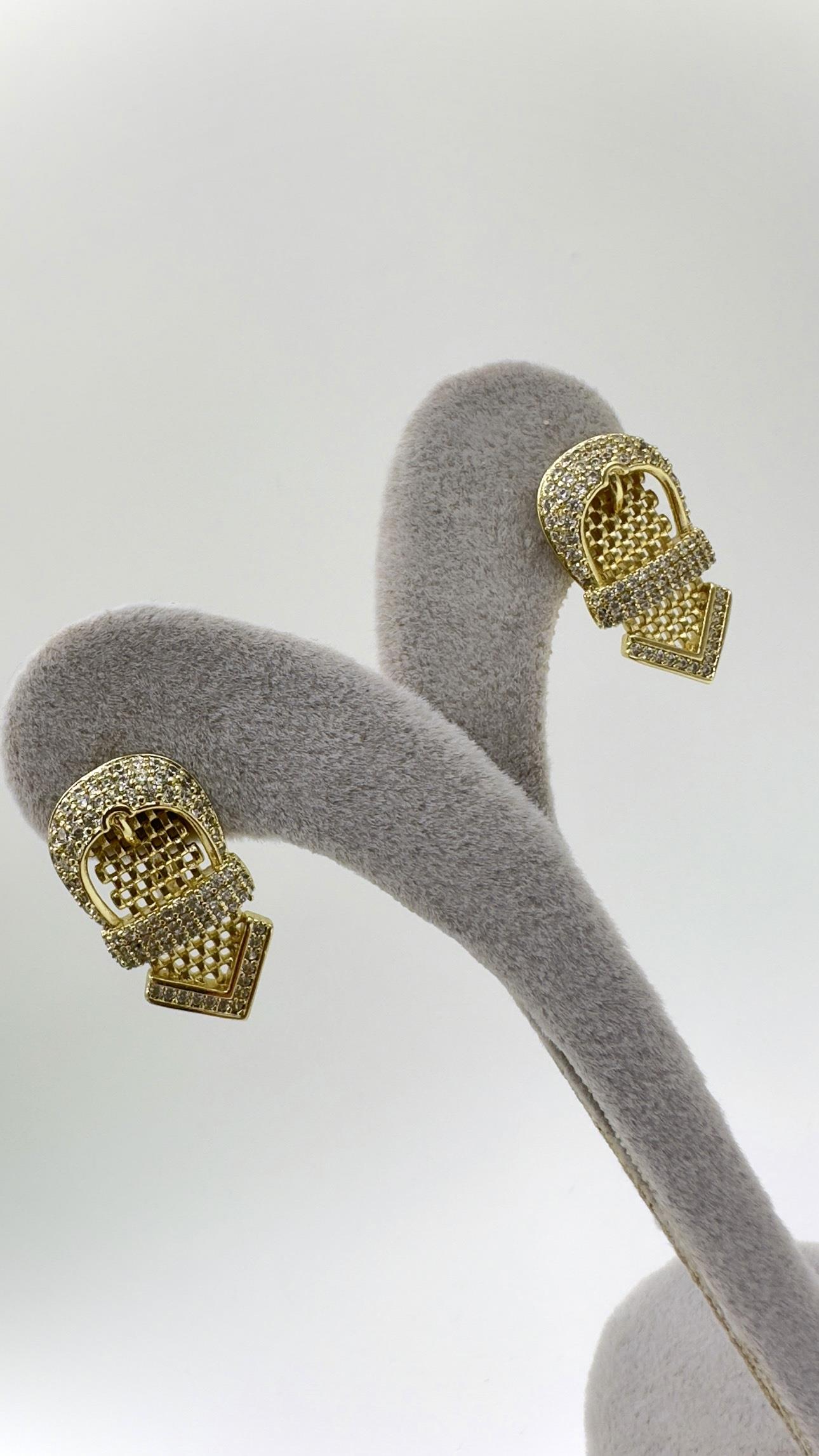 Vp 14 K Altın Kaplama  Kemer Tokası Küpe