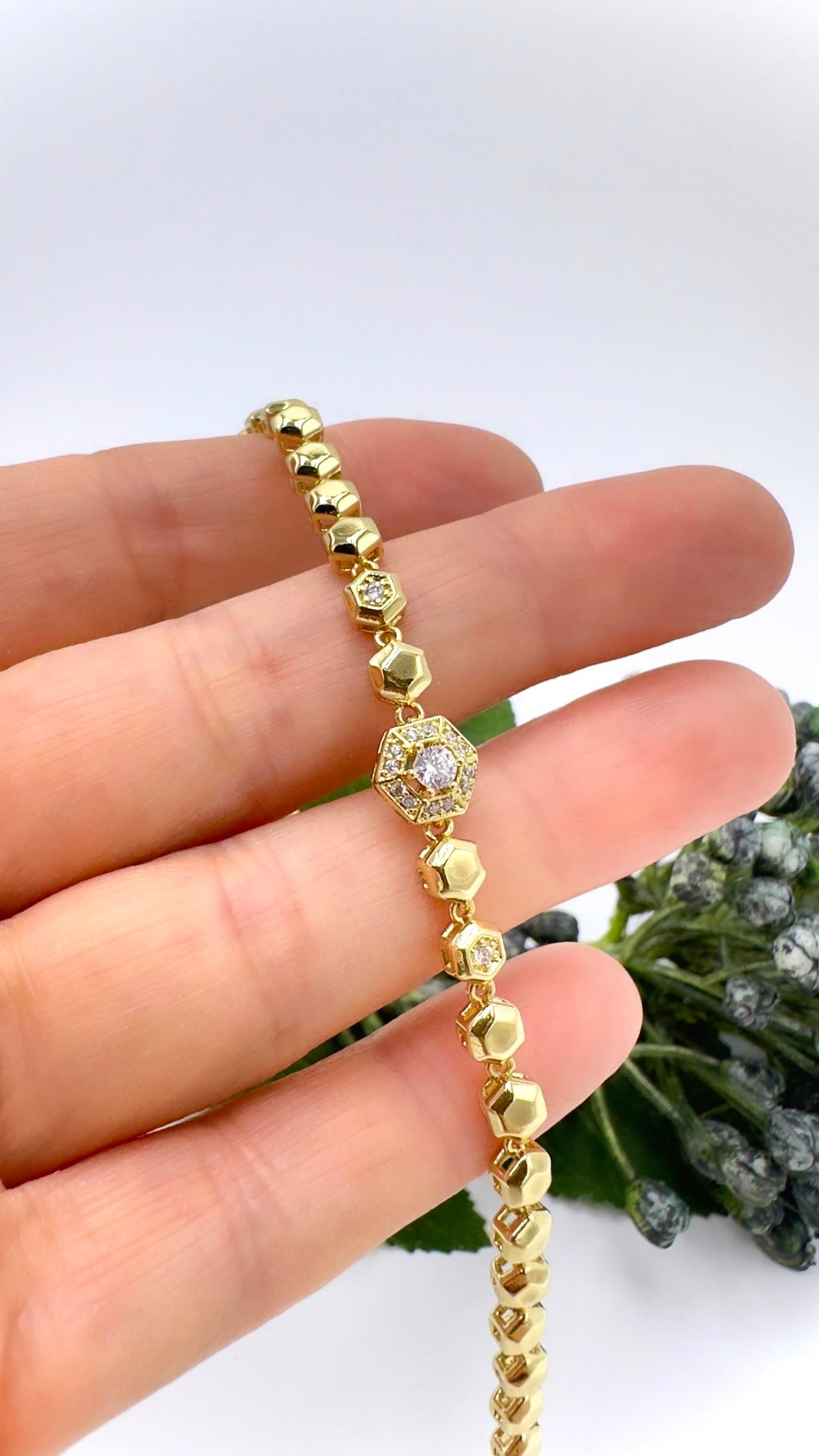 Vp 14 K Petek Tek Taş Model Bileklik