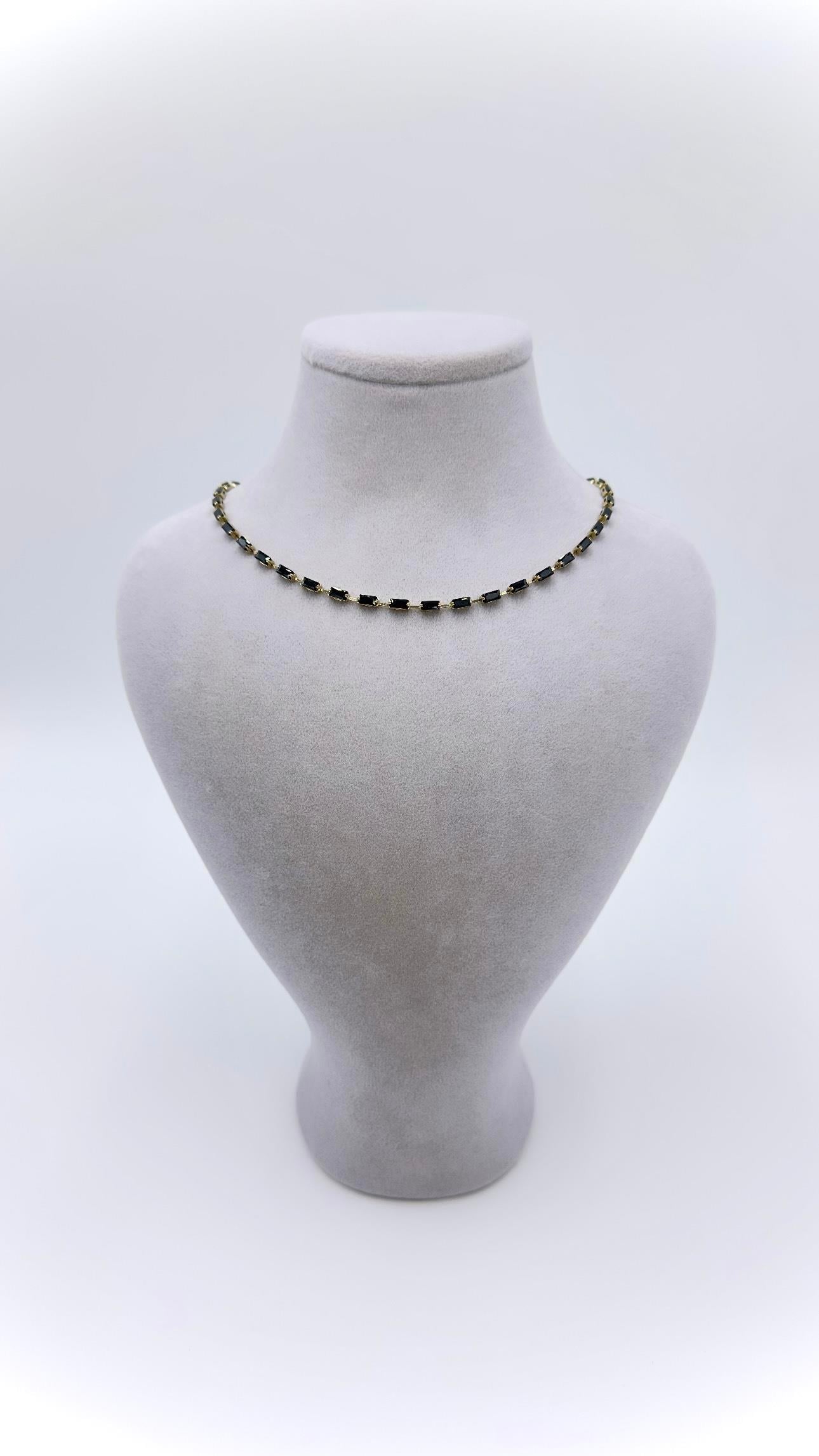 Vp 14 K Siyah İnce Baget Detaylı Kolye 36+7cm