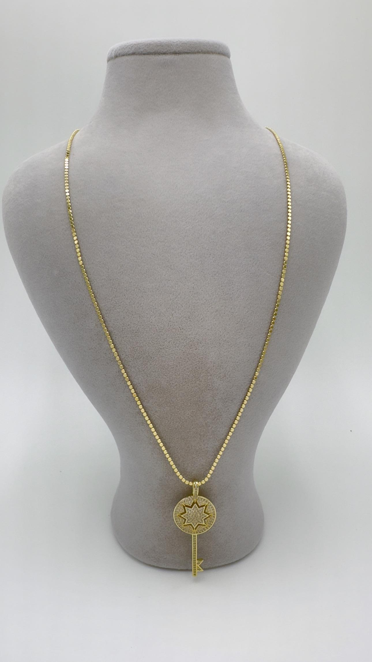 Vp 14 K Taşlı Anahtar Kolye 50cm