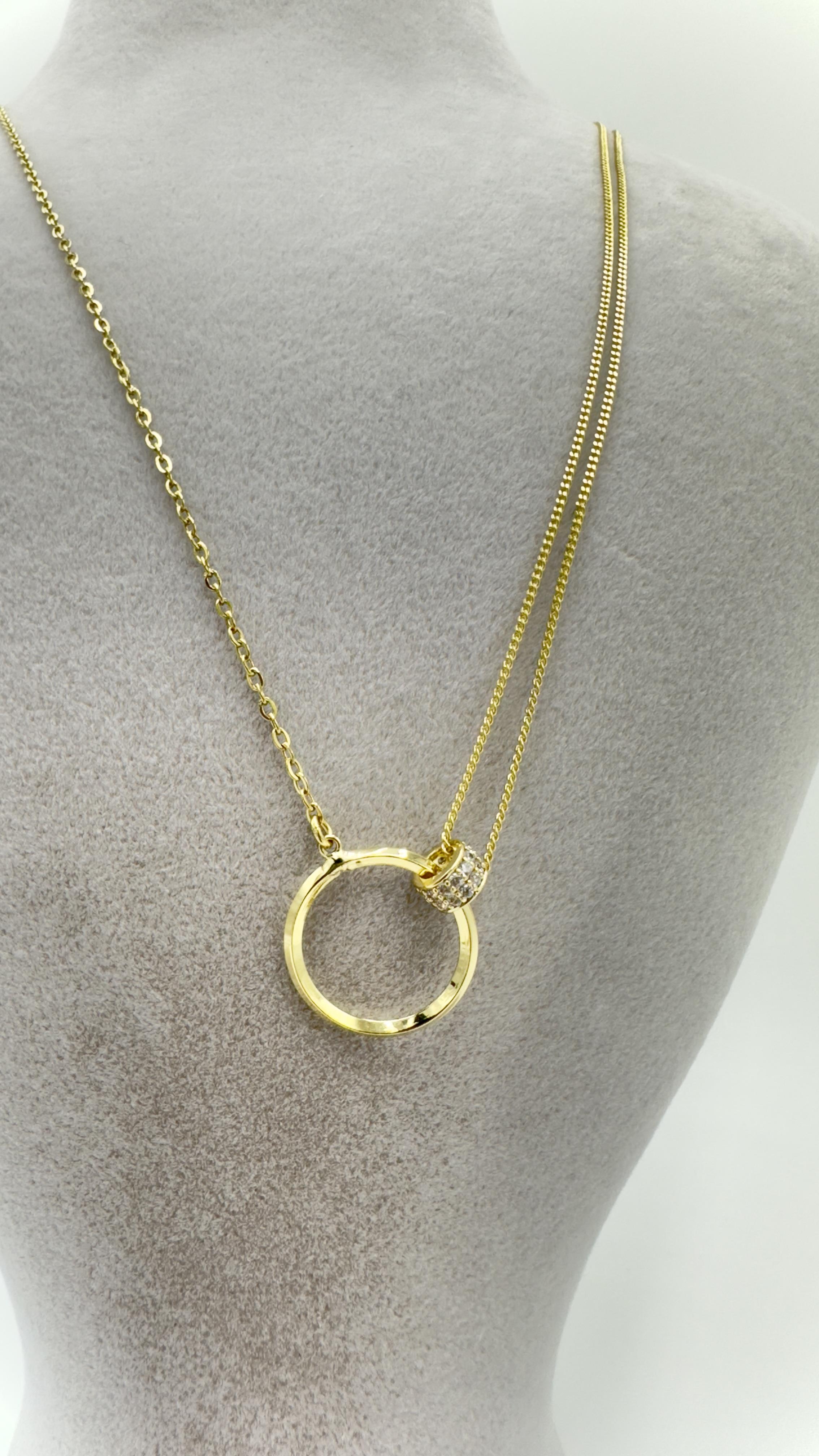Vp 14 K Taşlı Halka Bağlantılı Kolye 50cm