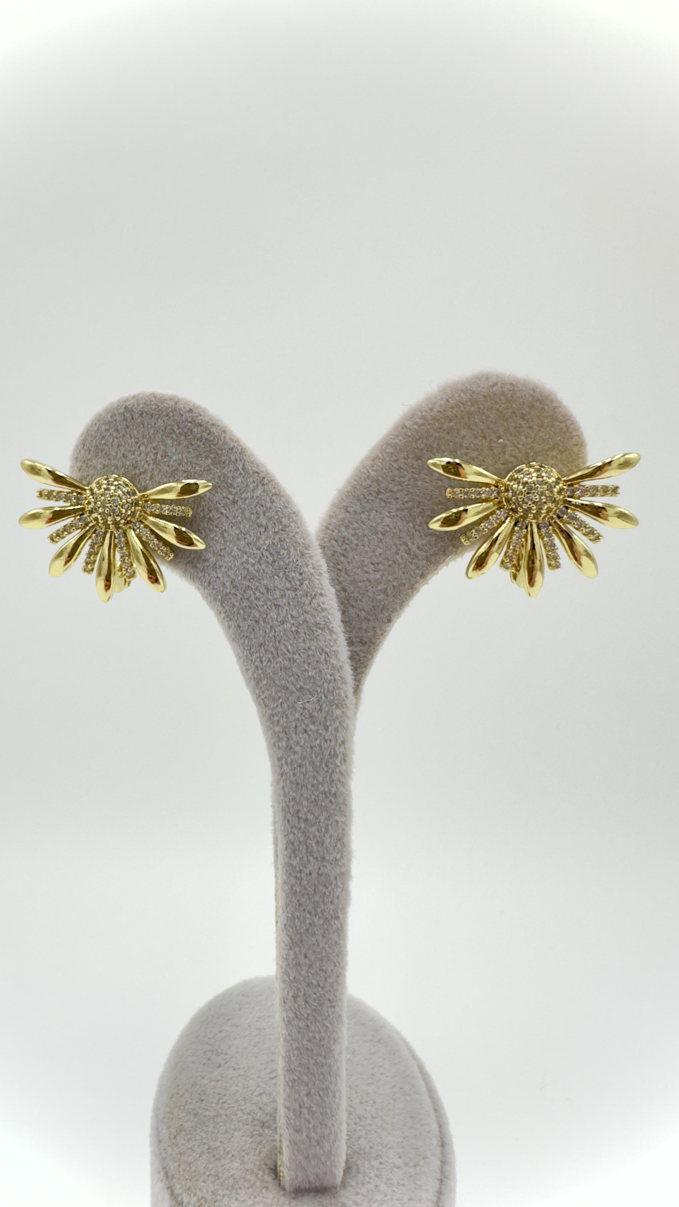 Vp 14 K Taşlı Papatya Model Küpe