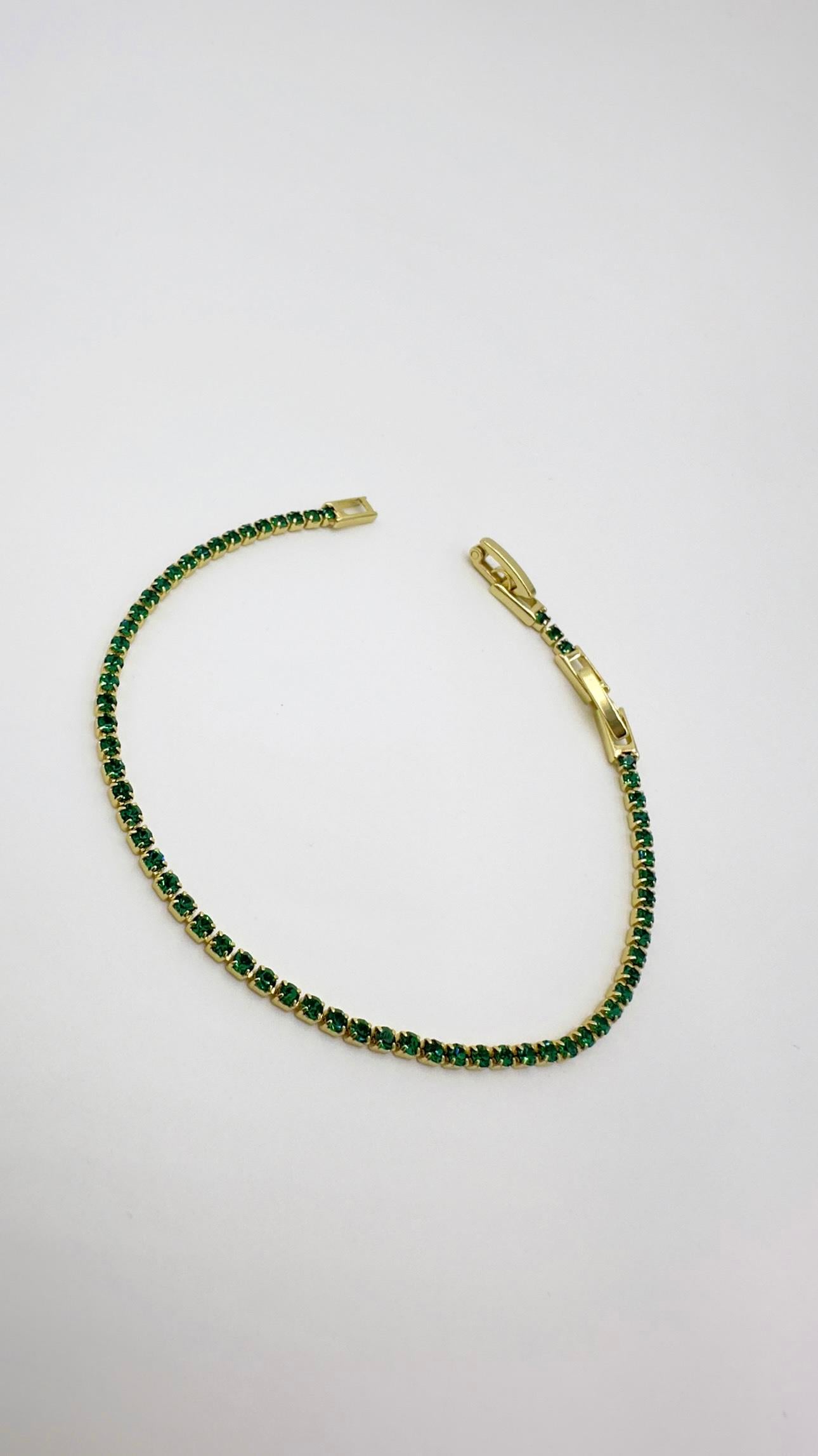 Vp 14 K Altın Kaplama Gold Yeşil Suyolu Bileklik