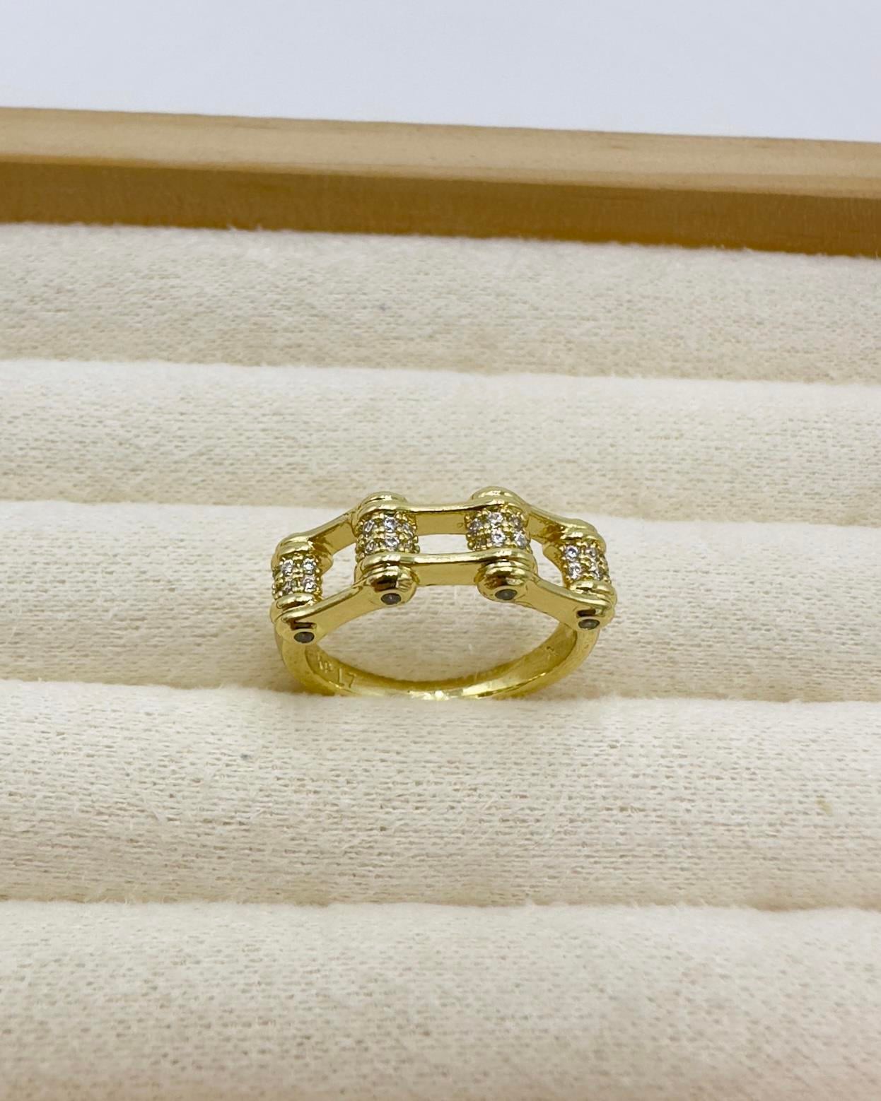 VIP 14K Altın Kaplama Taşlı Bağlantı Yüzük