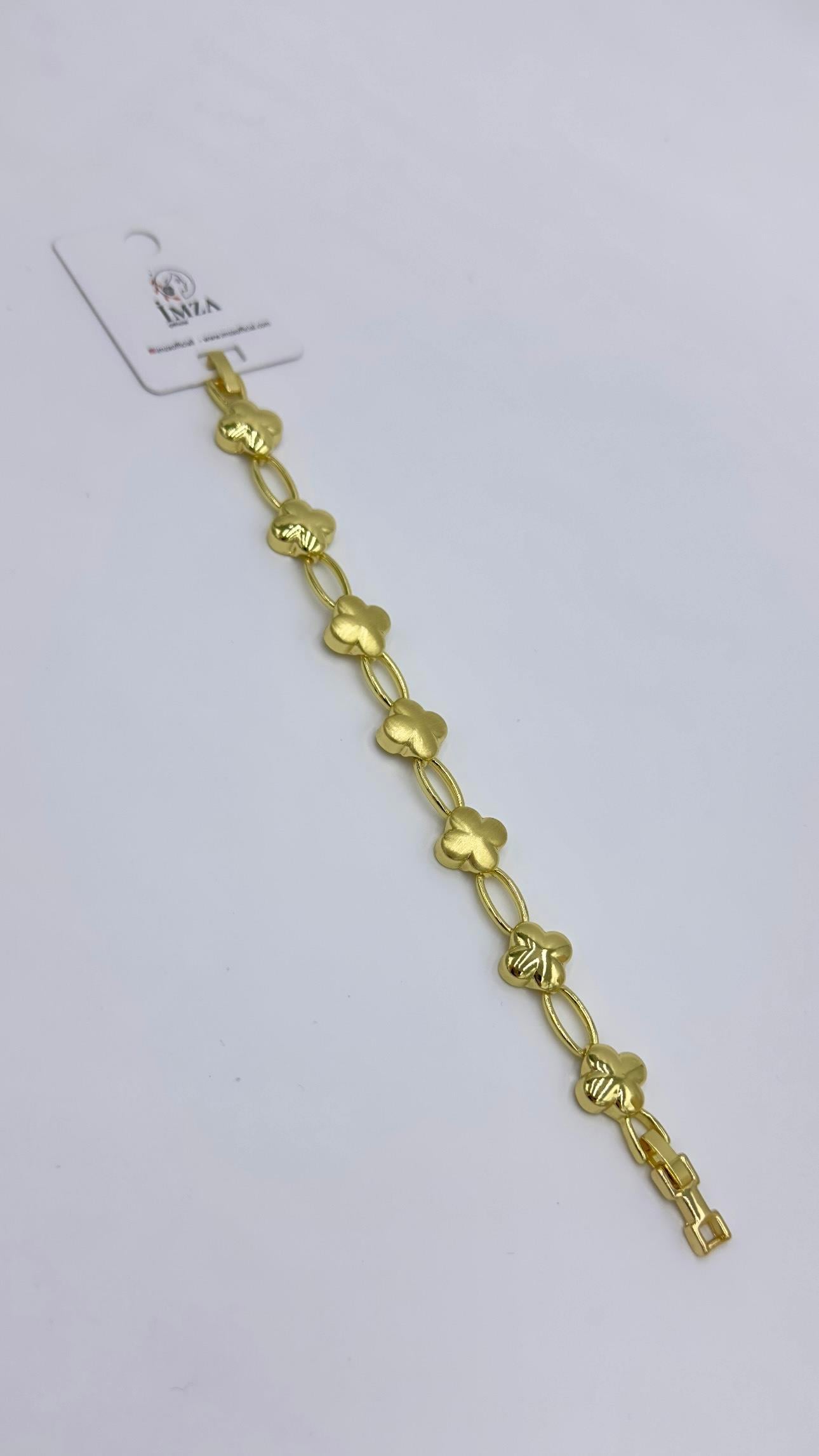 Vp Paris Serisi Gold Oval Bağlantılı Yonca Bileklik