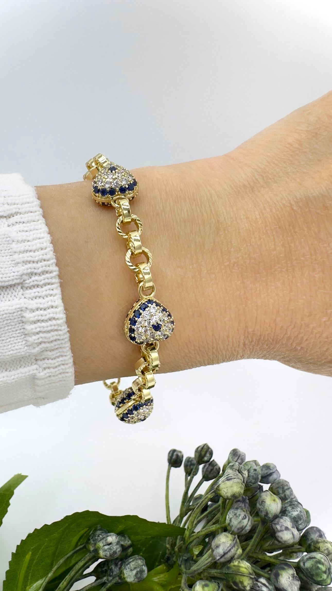 Vp Taşlı Kalpli Kaplan Gözü Model Bileklik