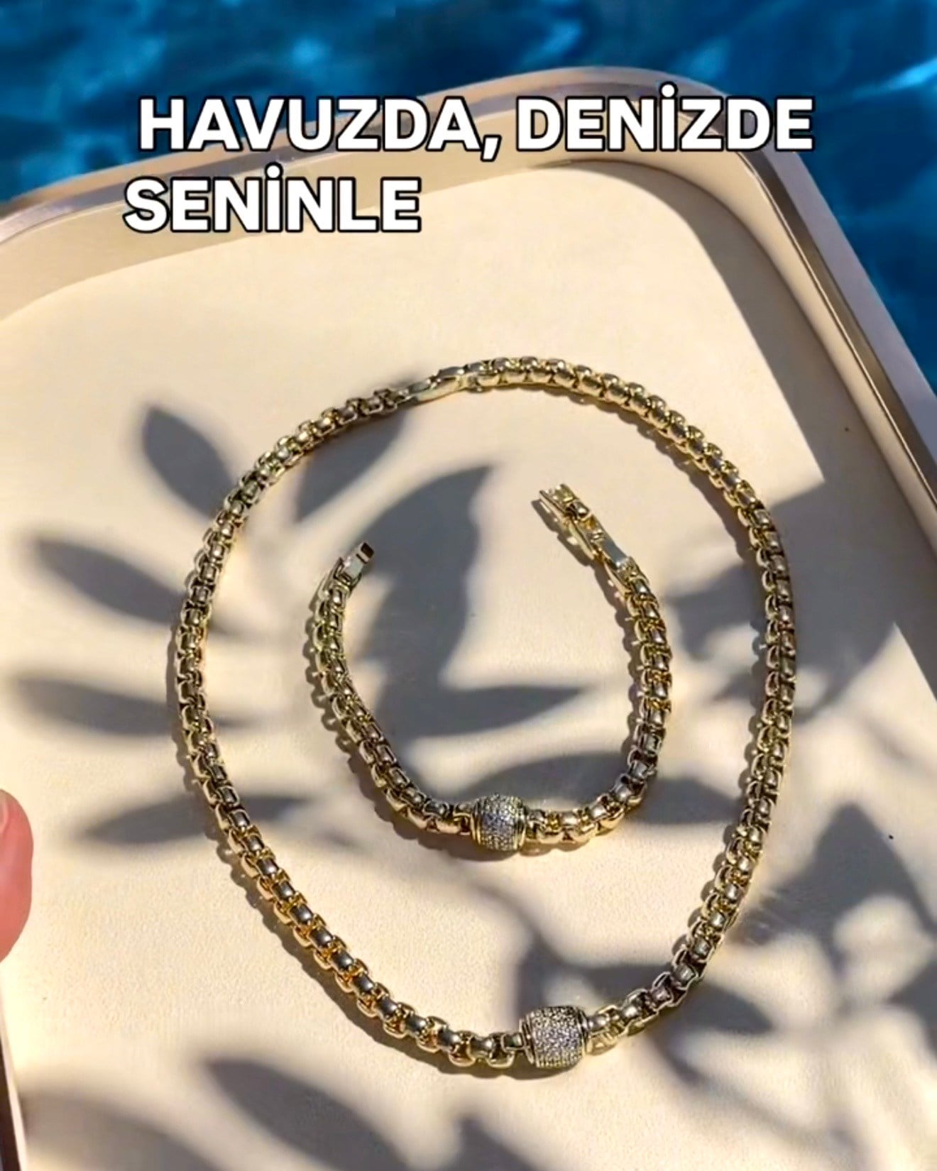 Vp Xp 14 K Altın Kaplama Silindir Kolye/ Bileklik Kombin