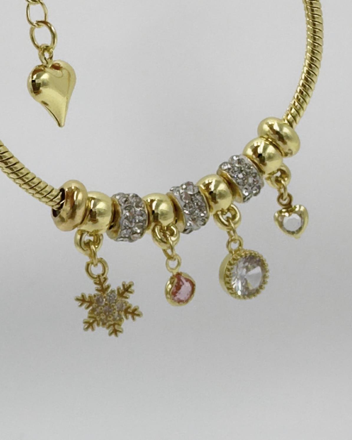 Vp14 K Altın Kaplama Kar Taneli Charmlı Bileklik