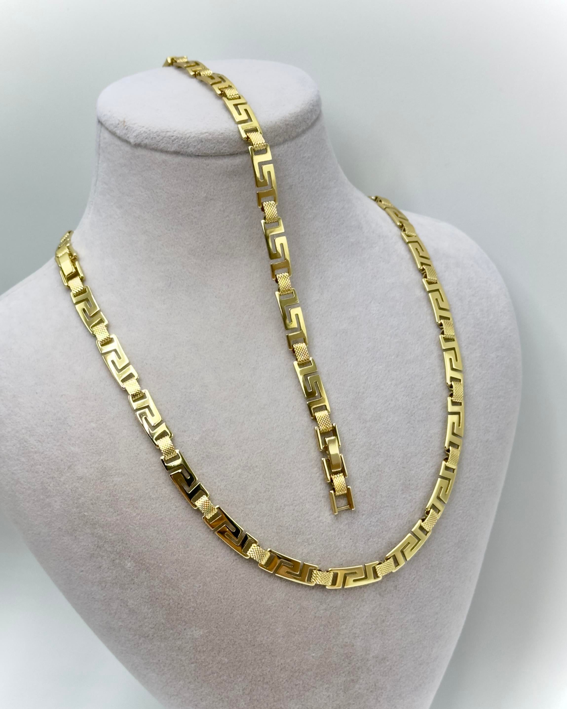 Vp14 K Altın Kaplama Labirent Kolye/ Bileklik Kombin Set