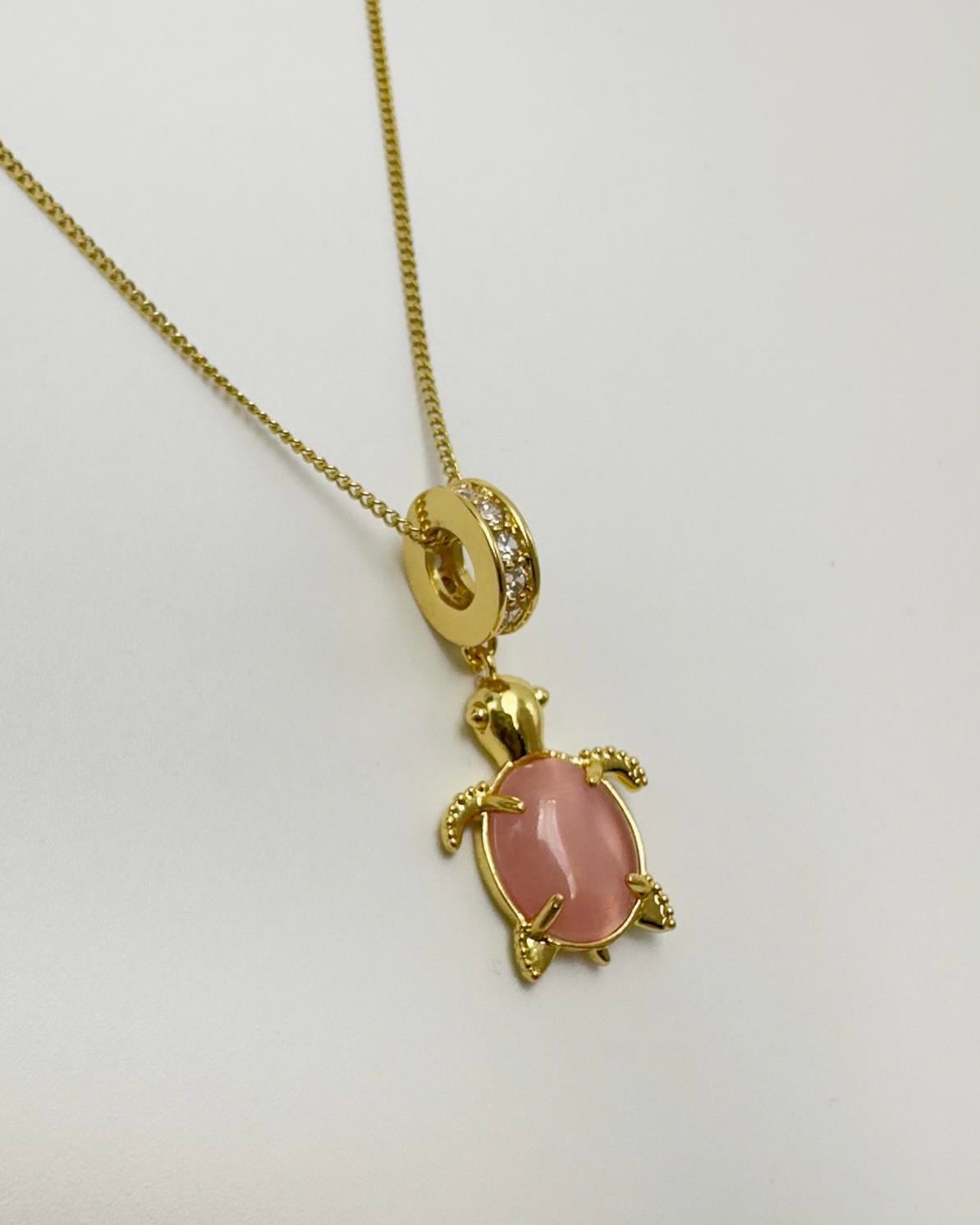 Vp14 K Pembe Su Kablumbağsı Model Kolye 45cm