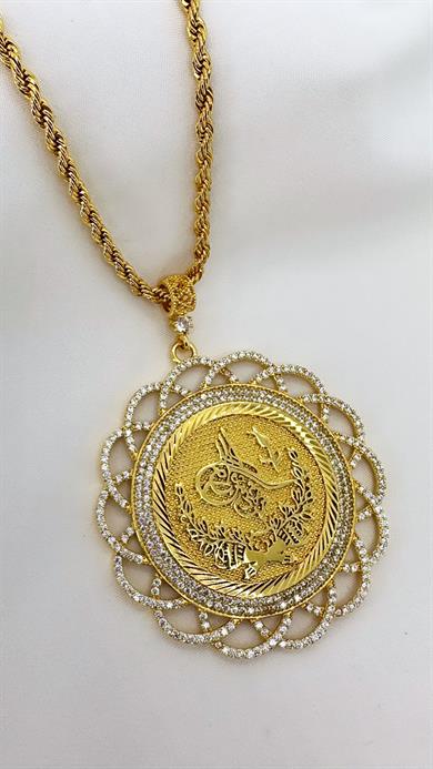 ALTIN KAPLAMA TUĞRALI KOLYE