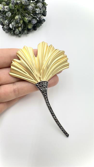 Altın Yelpaze Model Broş