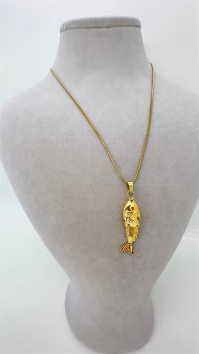 Çelik 14 K  Balık Kolye