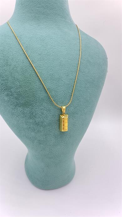 Çelik 14 K Büyük Boy Külçe Kolye 45 Cm