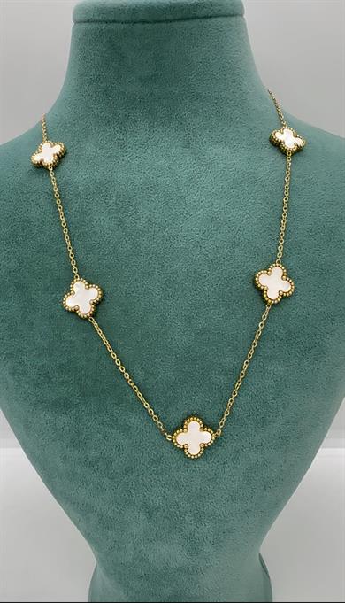 Çelik Beyaz Gold Van Clef Kolye