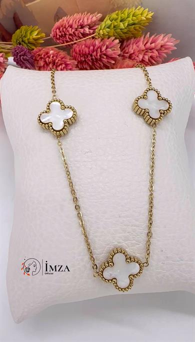 Çelik Beyaz Gold Van Clef Kolye