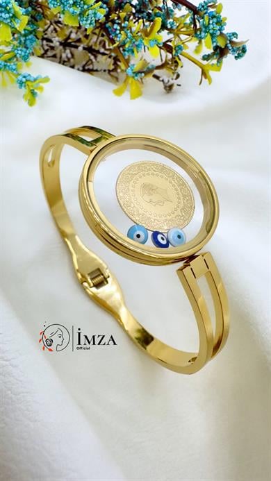 Çelik Altın Kaplama Cam  Çerçeve Açılır İki Kaburgalı Kelepçe