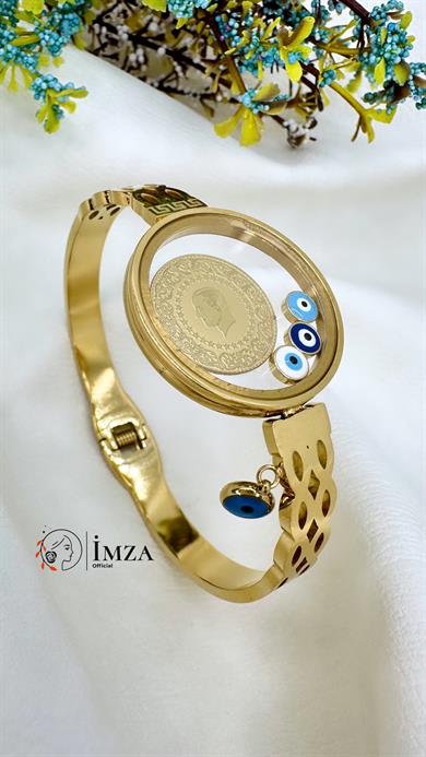 Çelik Altın Kaplama Cam Çerçeve Açılır Zincir Desen Kelepçe