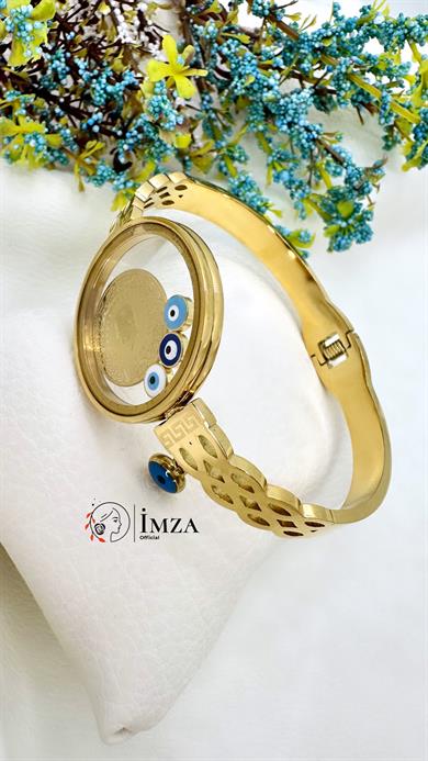 Çelik Altın Kaplama Cam Çerçeve Açılır Zincir Desen Kelepçe