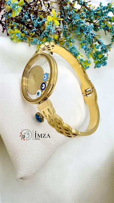 Çelik Altın Kaplama Cam Çerçeve Açılır Zincir Desen Kelepçe