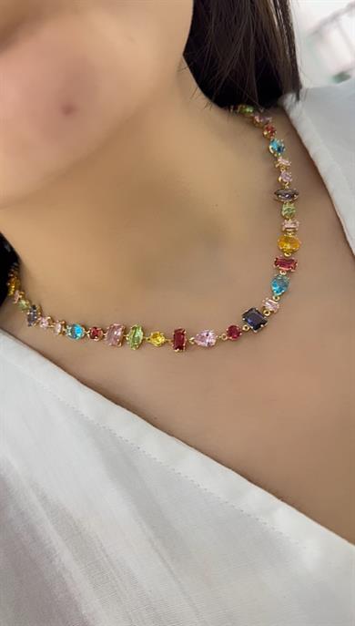 Çelik Gold Gökkuşağı Kolye 45 Cm