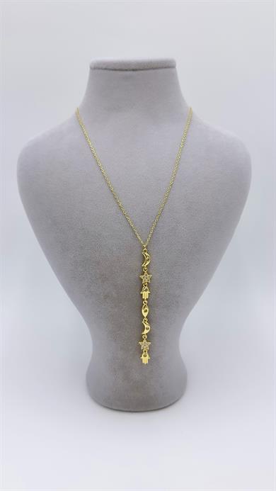 Çelik Gold Yıldız Model Y Kolye