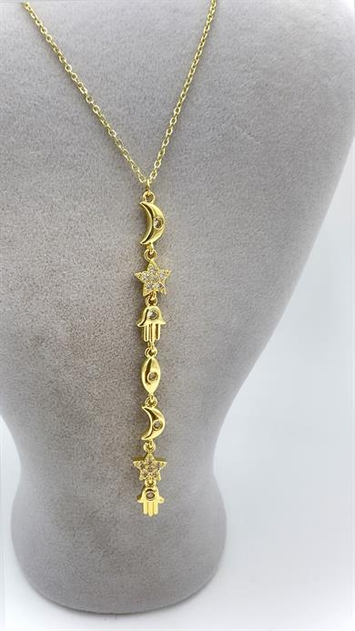 Çelik Gold Yıldız Model Y Kolye