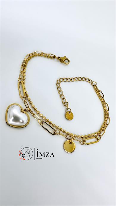 Çelik İkili Kalp Bileklik