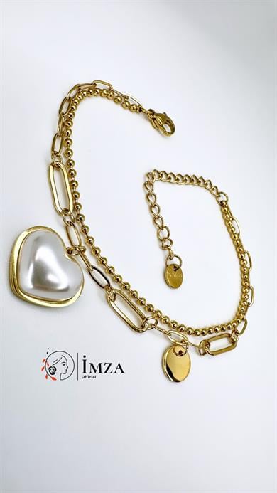 Çelik İkili Kalp Bileklik