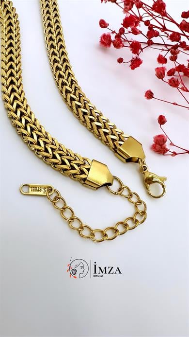 Çelik Kalın Örgü  Kolye