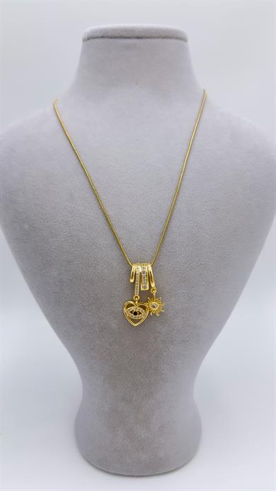 Çelik Kalp/ Güneş Detay Kolye