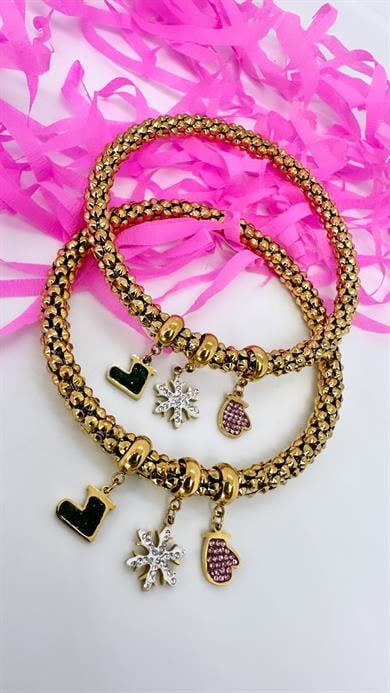 Çelik Kış Figürlü Bilezik