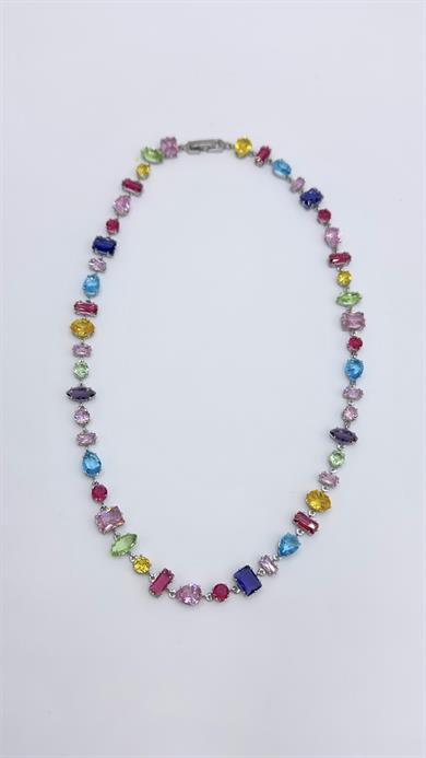 Çelik Silver Gökkuşağı Kolye 45 Cm