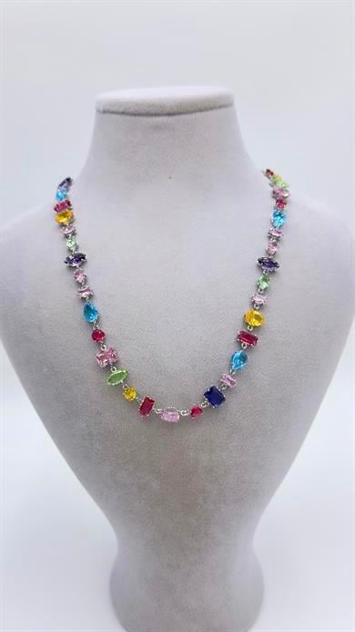 Çelik Silver Gökkuşağı Kolye 45 Cm