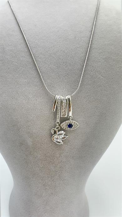 Çelik Sılver Kugu/ Göz Detay Kolye