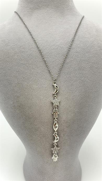 Çelik Sılver Yıldız Model Y Kolye