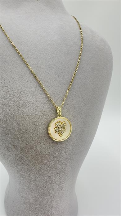 Çelik Yonca Madalyon Kolye