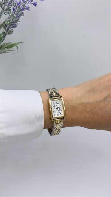 Dikdötgen Rose/ Sılver  Roma Rakamlı Saat