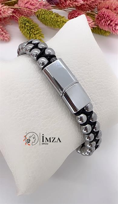 Erkek Hematit Silver Bileklik