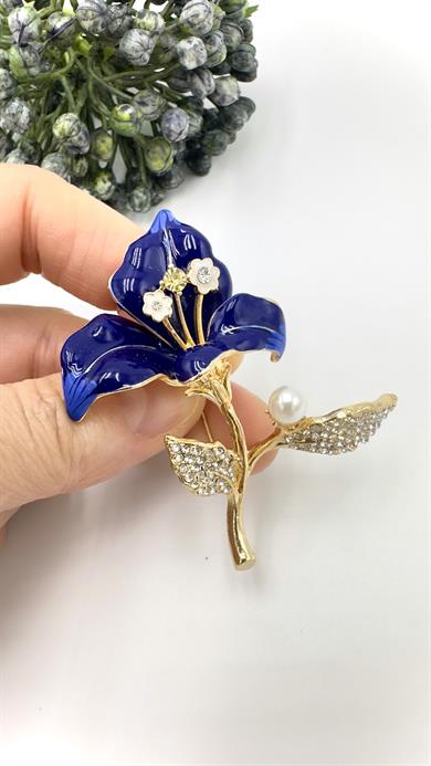 Gece Mavisi Zambak Model Broş