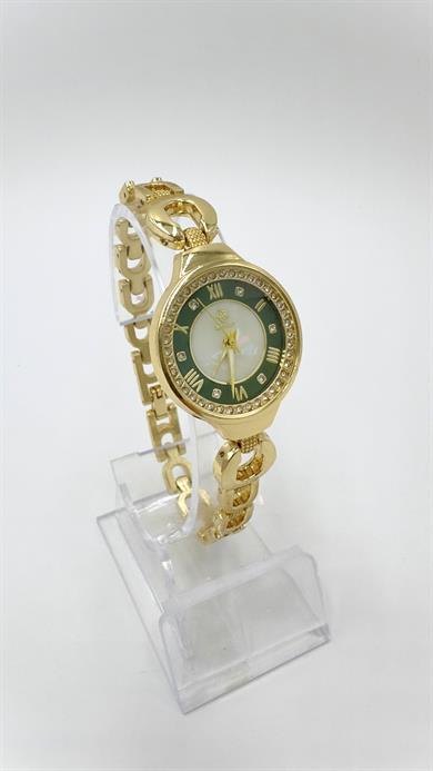 Gold Carrie Marka Model Taşlı Yeşil Kadranlı Saat