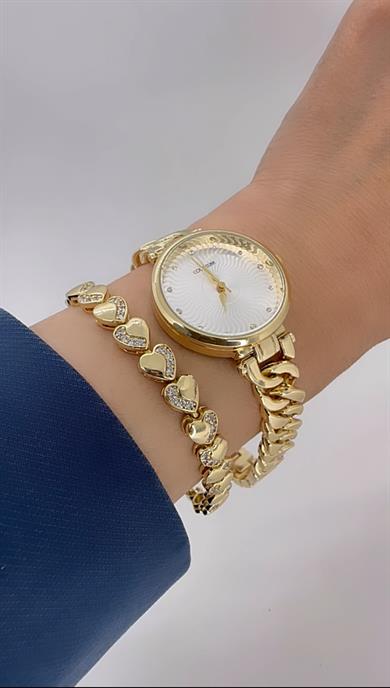 Gold Gurmet Saat / Beyaz Kadranlı