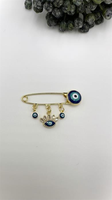 Gold Nazar Boncuklu Çengel Model Broş