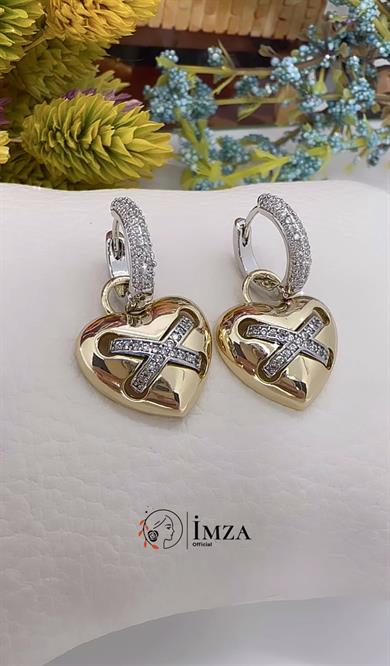 Gümüş Kaplama Marka Moel Kalpli Küpe