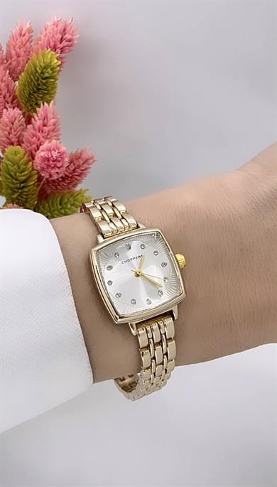 Kare Beyaz Gold Saat